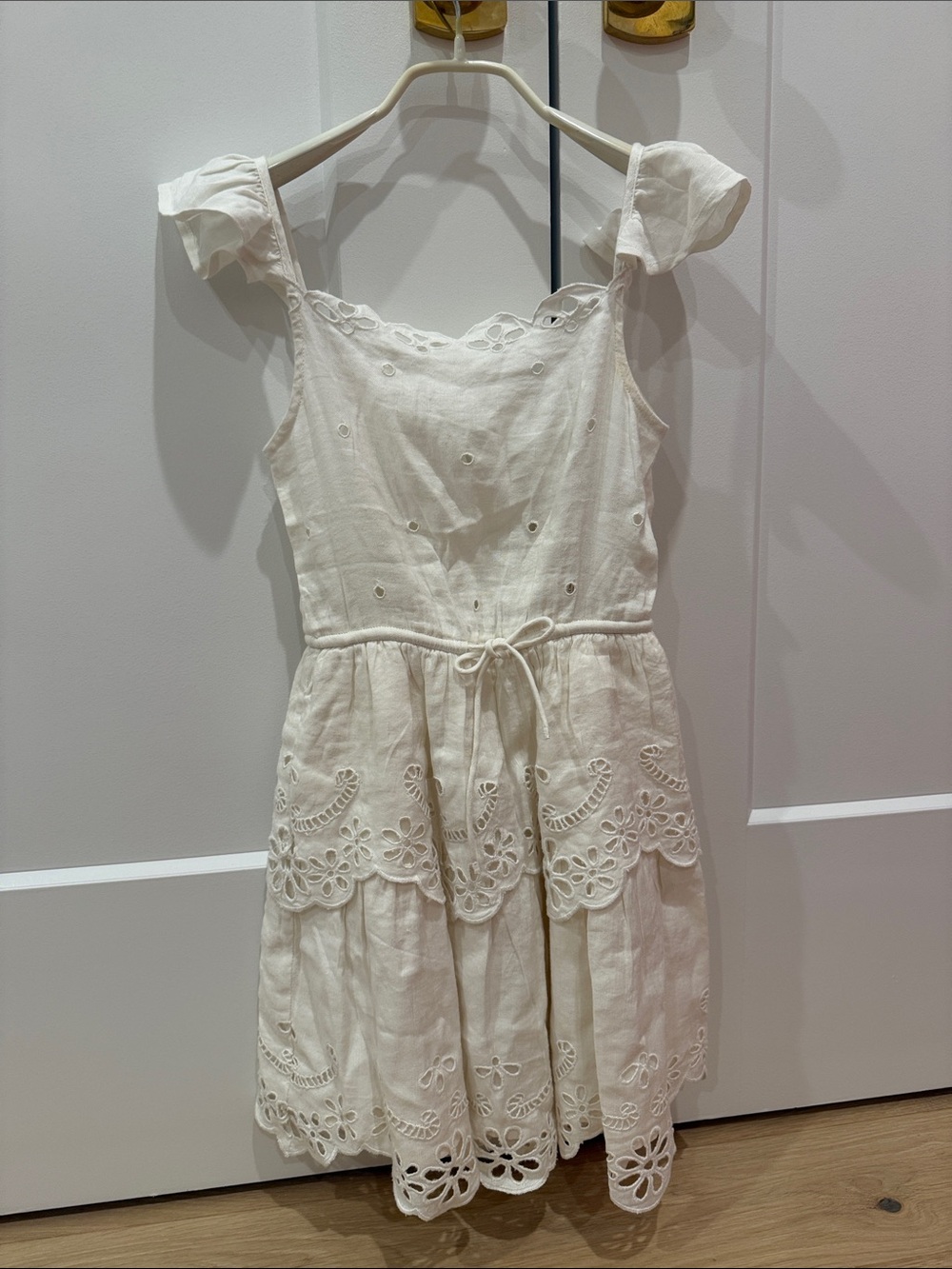 Sea New York white Eyelet Linen-Blend Mini Dress